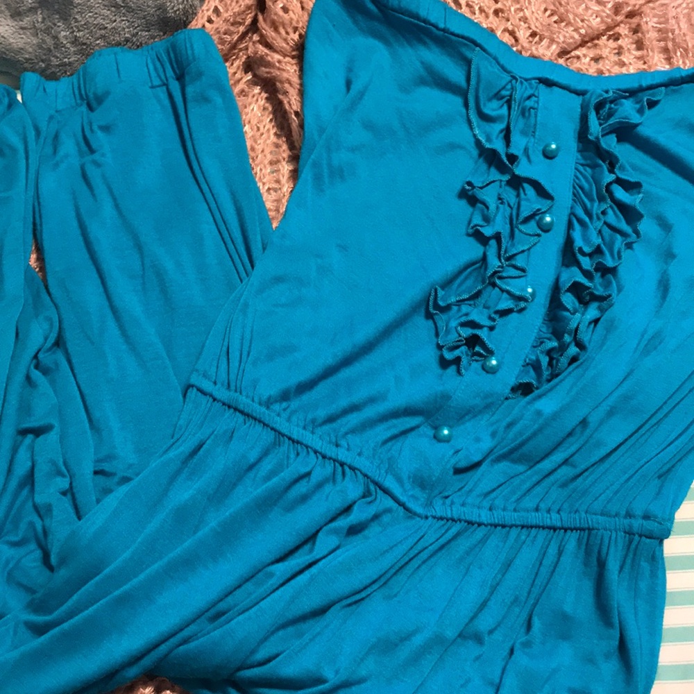 Turquoise Strapless Romper